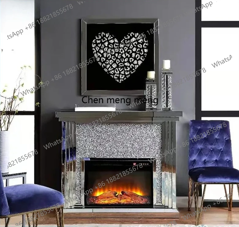 European simple mirror fireplace decoration household porch decoration villa aisle background wall decoration cabinet