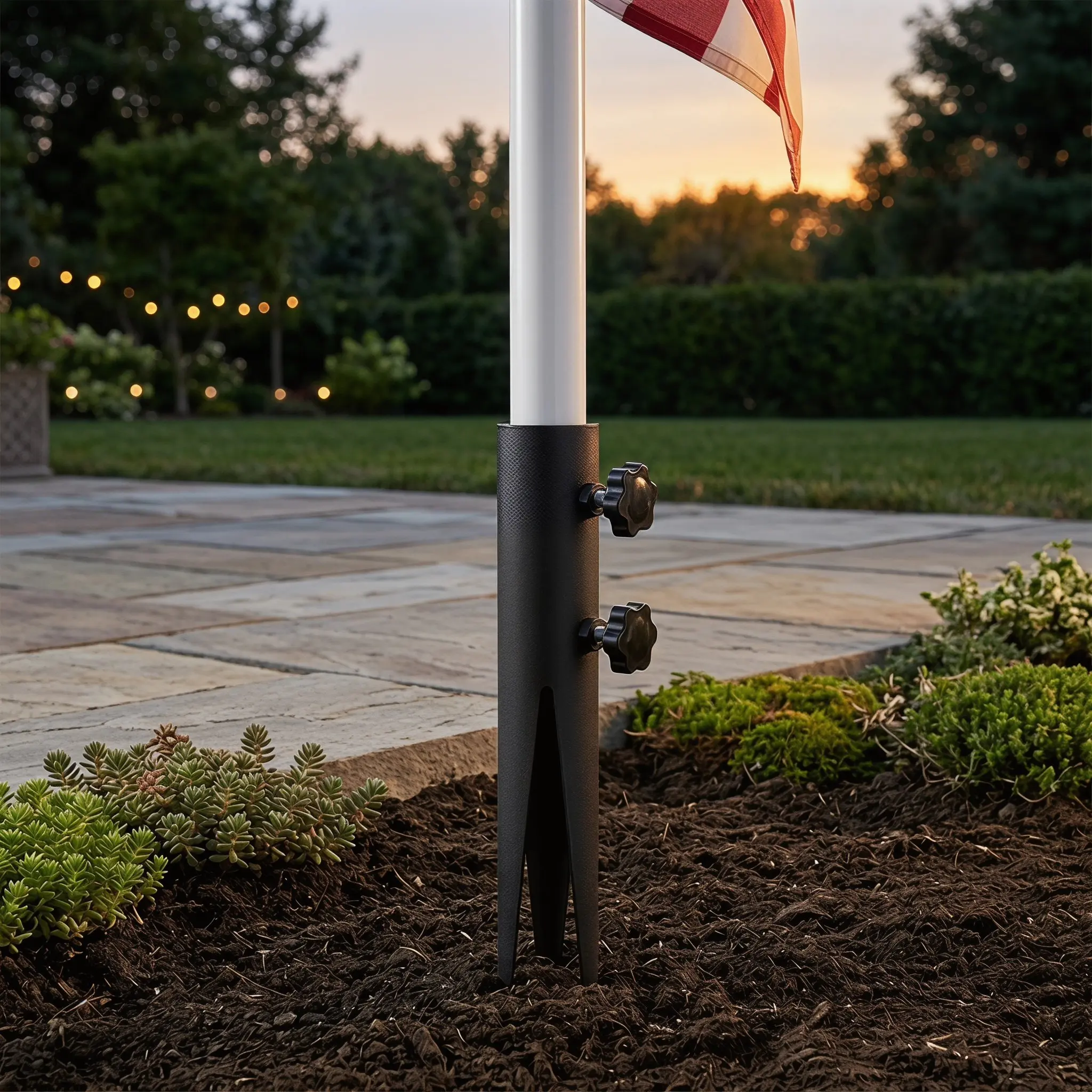 2 piquets de sol métalliques robustes pour mât de drapeau, de remplacement, pour lumières solaires de jardin, d'extérieur, de pelouse et de chemin