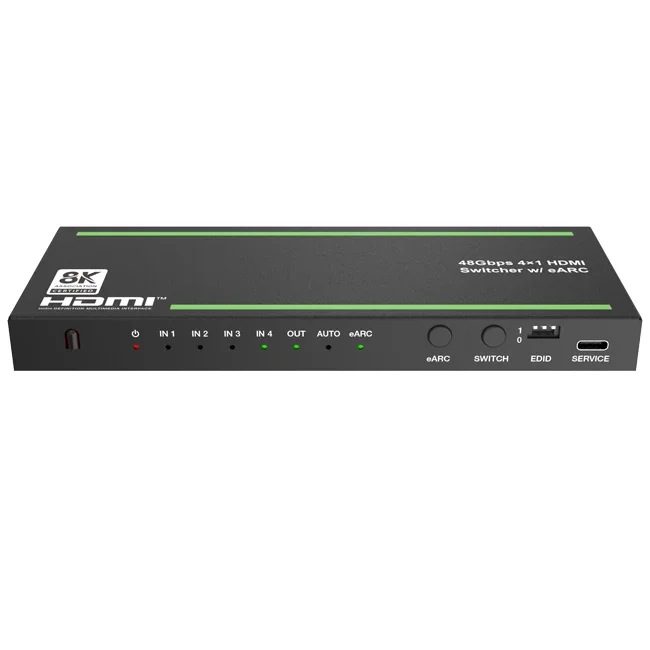 2025 8K 60Hz 2.1  Switcher 4 in 1 Out Audio Extractor with Earc for Home Theatre System