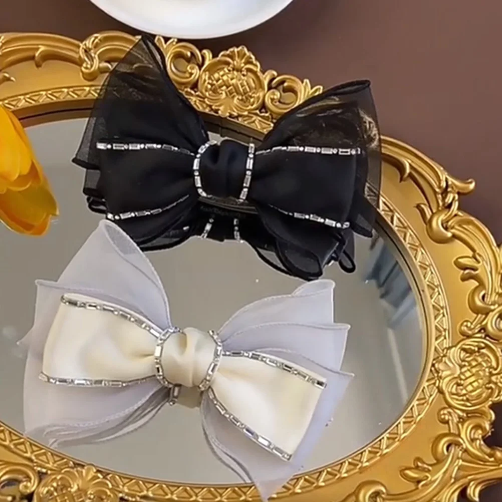 

2pcs Butterfly Bow Hair Clips Rhinestone Barrettes For Women Fabric Hairpins Hair Accessories Lightweight Party Wedding