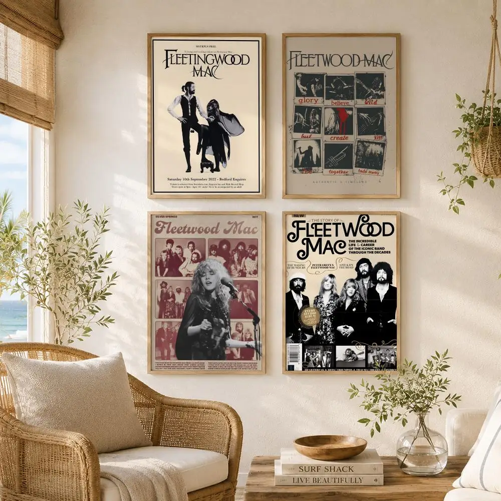 Classic Rock Band F-Fleetwood Mac Poster Versatile HD Waterproof Wall Art Self-Adhesive Decor for Any Space Ideal Gift
