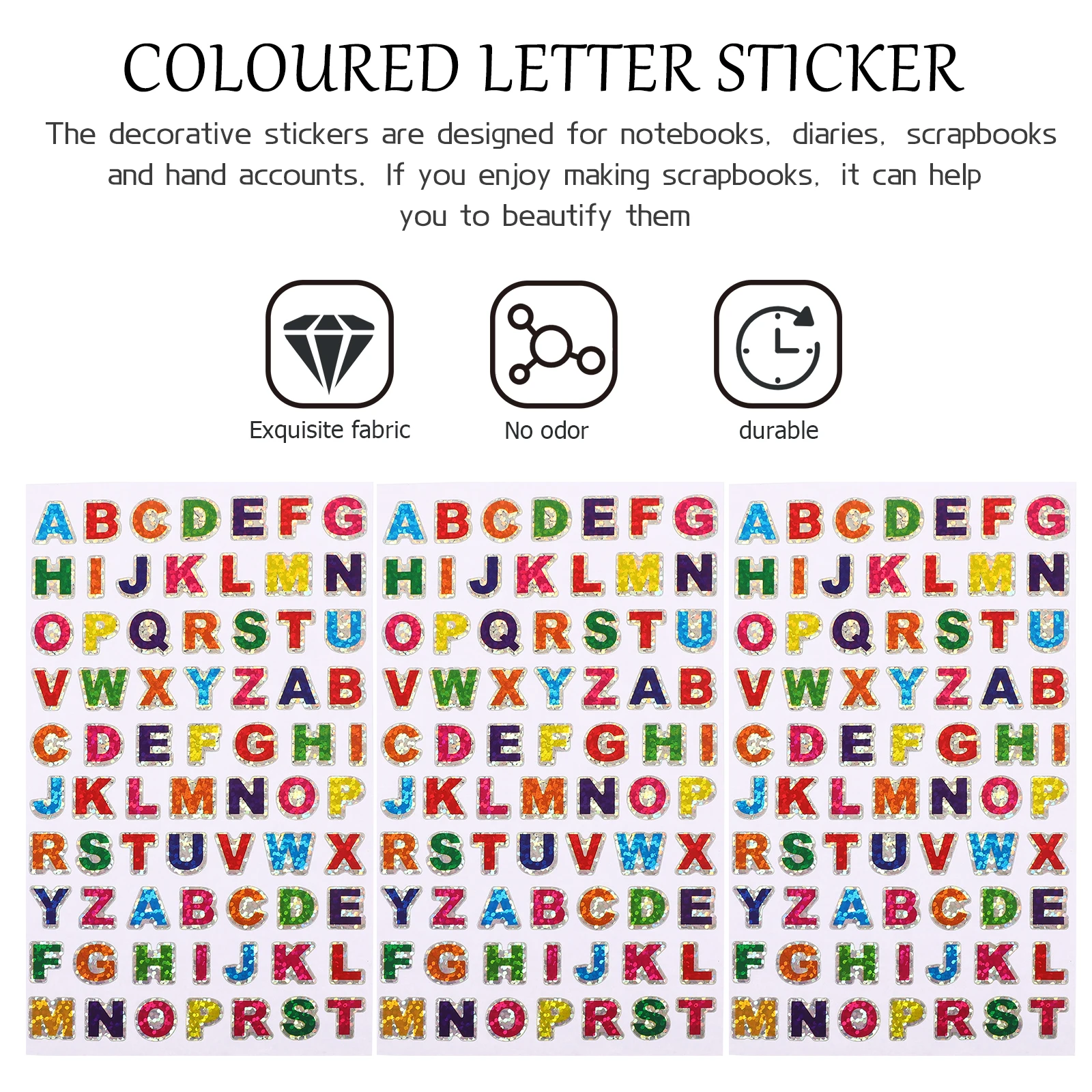 

100 Pcs Laser Letter Stickers Glitter Alphabet Small on Letters Number Cute Reflective