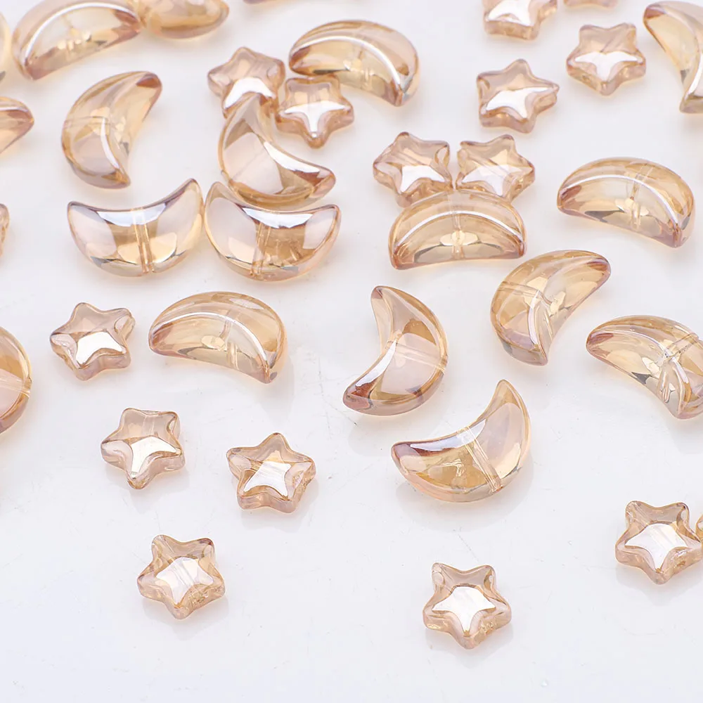 60Pcs Mixed Kristall Glas Stern Mond Lose Anhänger Perlen Handwerk Für DIY Herstellung Von Schmuck Handgemachte Earing Halskette Zubehör
