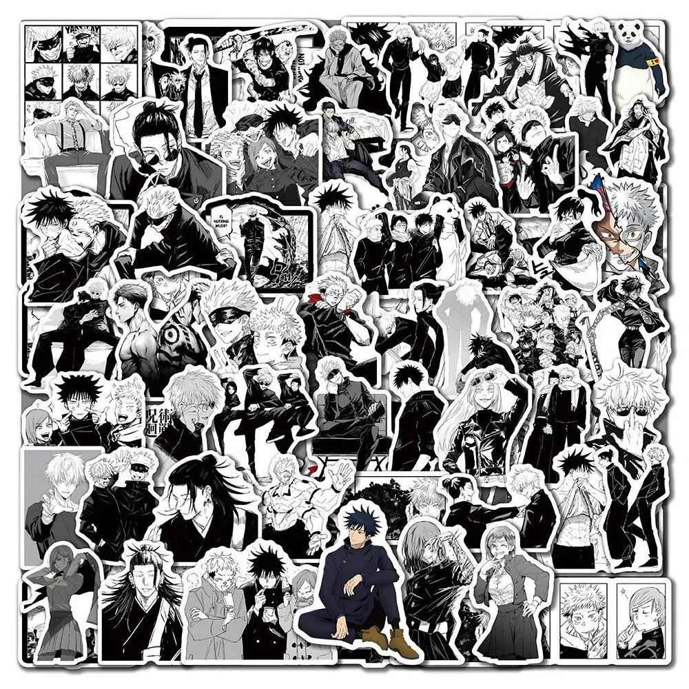 10/30/50/100pcs Cartoon Jujutsu Kaisen Stickers Anime Cool Black White Graffiti Decals Computer Phone Fridge Waterproof Sticker