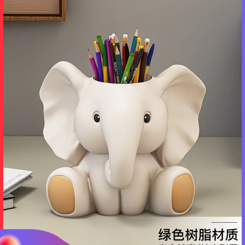 Elephant Penholder Decoration Makeup Brush Lipstick Storage Bucket Office Desktop Children's Room Home Decoration Birthday Gift