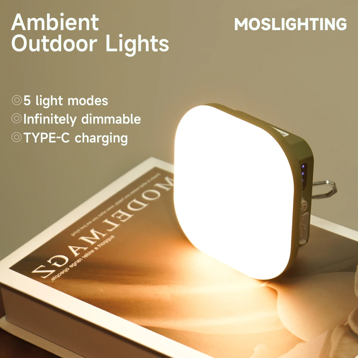 MOSLIGHTING Rechargeable Camping Light Strong Light with Magnet Portable LED Bulb Lamp Torch Work Maintenance Lighting with Hook