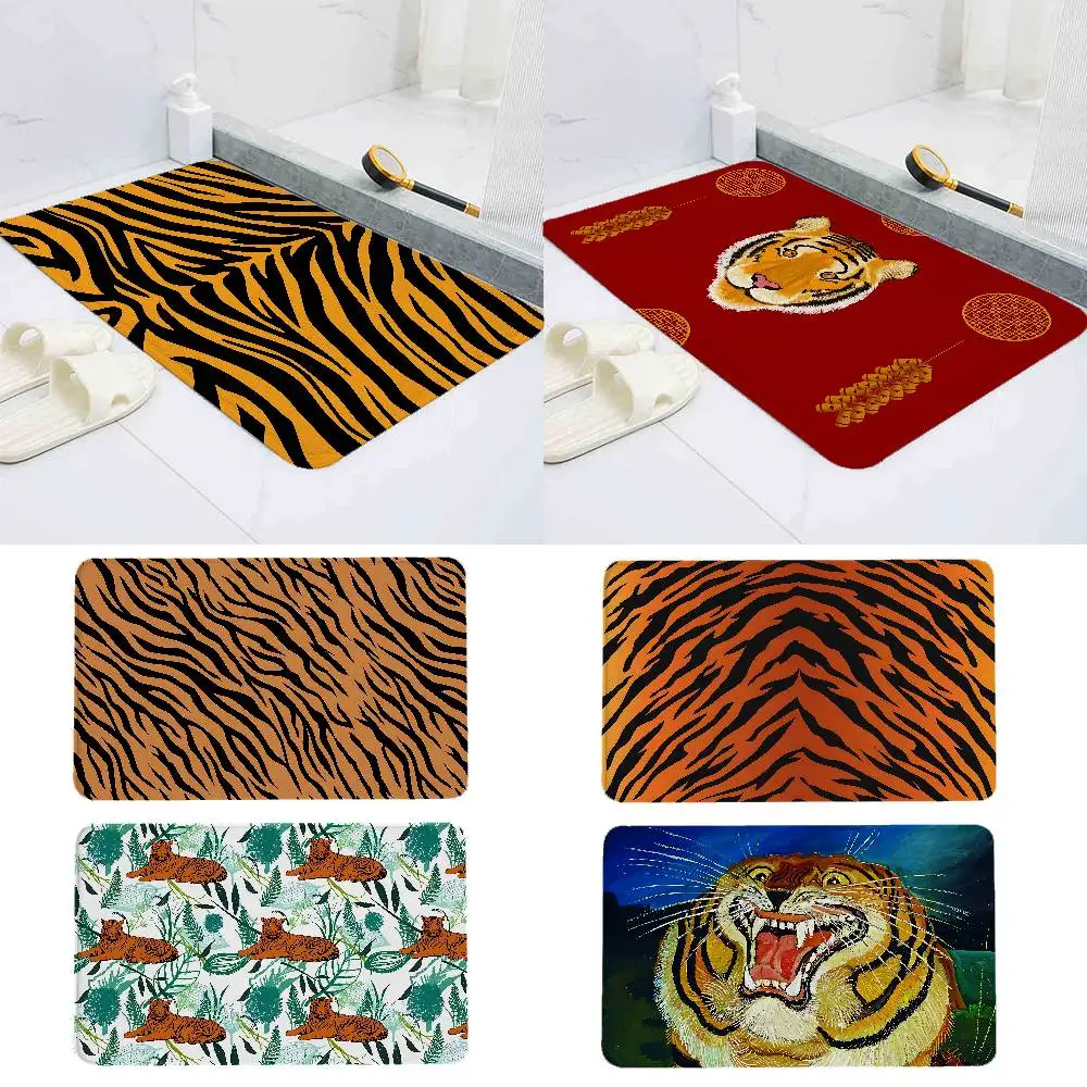 

Moroccan-Inspired Tiger Home Durable Floor Mat For Entrance Bedroom Washroom Bathroom Doorways Absorbent Non-Slip Foot Mats