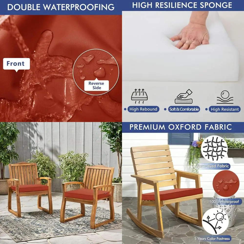 

Водонепроницаемые подушки для уличных стульев 22 x 22 — набор из 2 шт. для патио, сада и газона с устойчивостью к выцветанию 5 лет