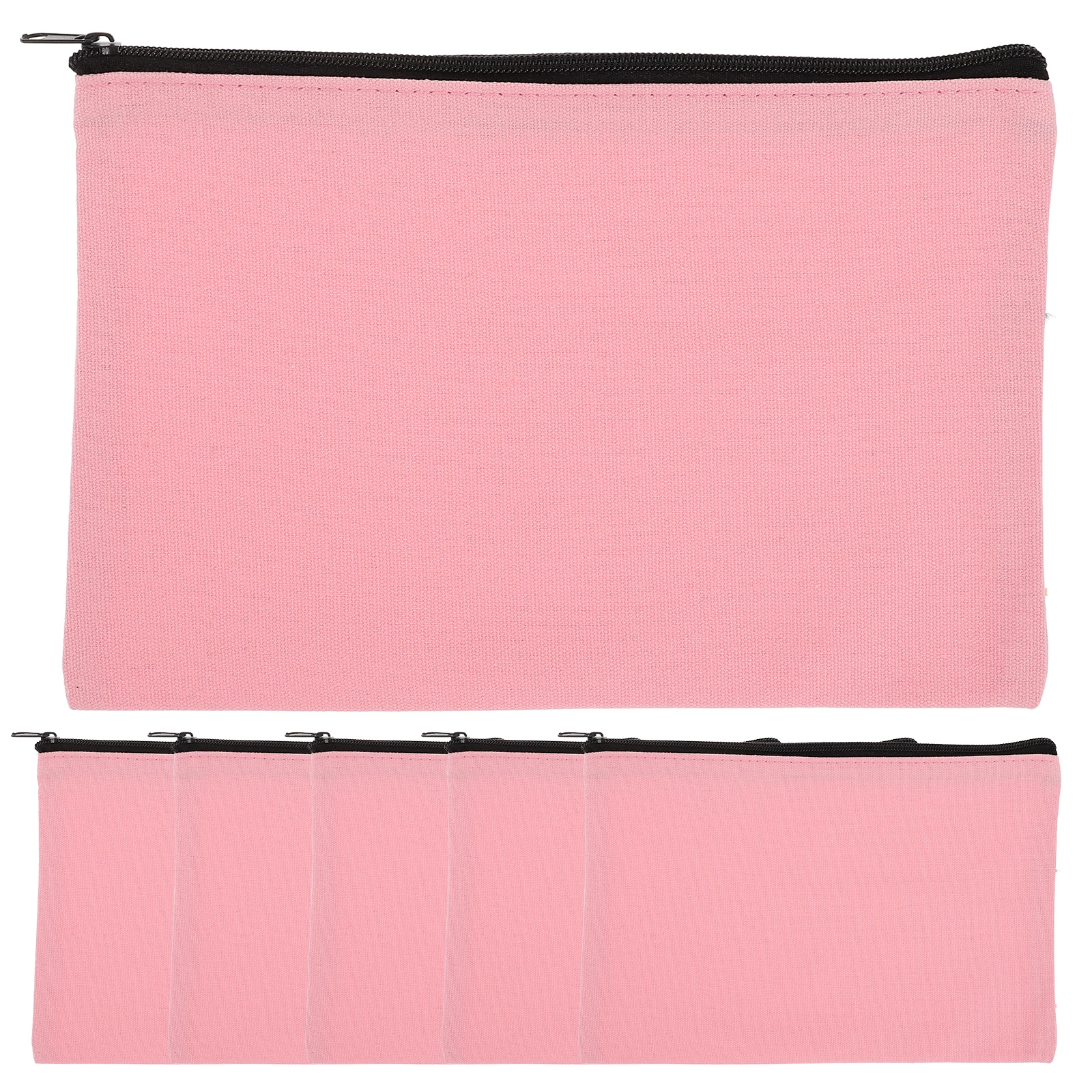 6 個ピンクキャンバス化粧バッグセットジッパーポーチ化粧品整理用文具工芸品旅行収納トートペンケース