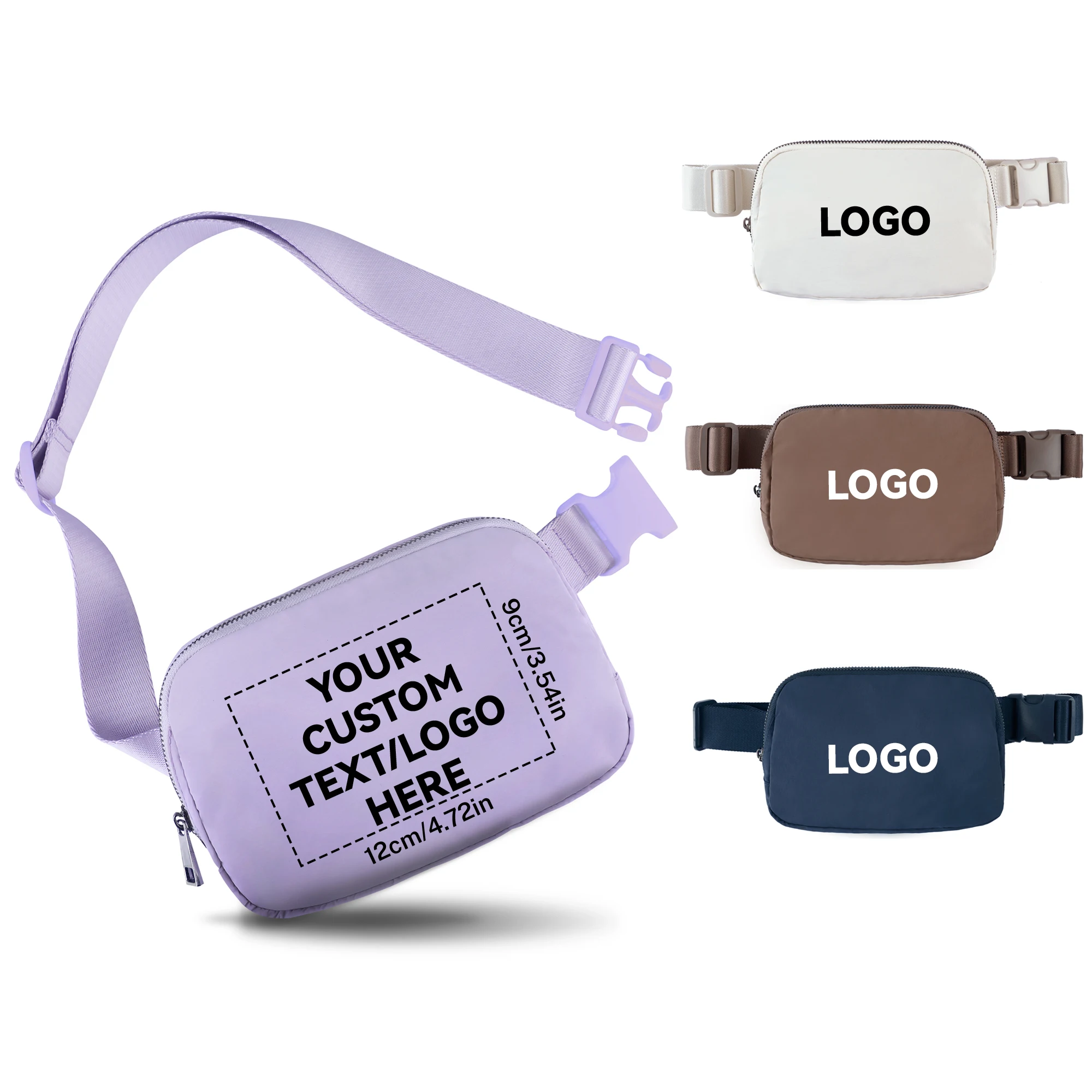 Riñonera deportiva con logotipo personalizado, paquete divertido para uso diario, bolsa de fitness ajustable con cremallera