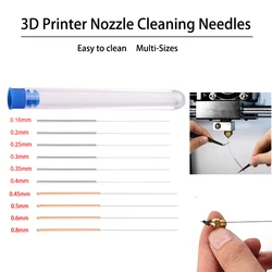 10PCS/Lot Nozzle Stainless Steel Cleaning Needle For 3D Printer Nozzles Cleaning Needles Tools 0.16~0.8mm Multi Sizes