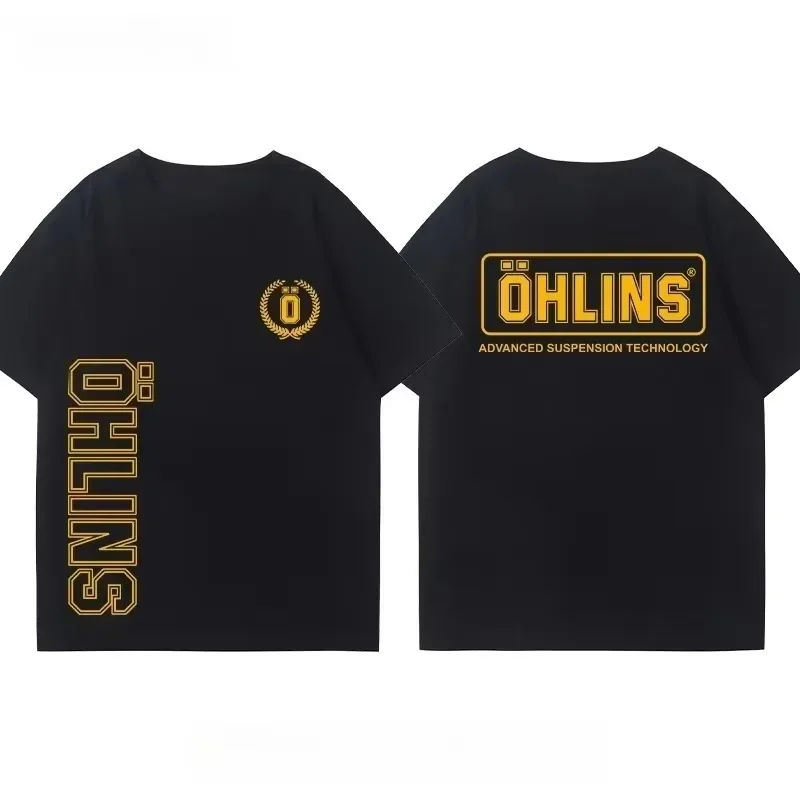 Advanced Suspension Tech Ohlins Motorcycle Shock Absorber Brand Graphic T-Shirt Cotton Men Women Streetwear Tee