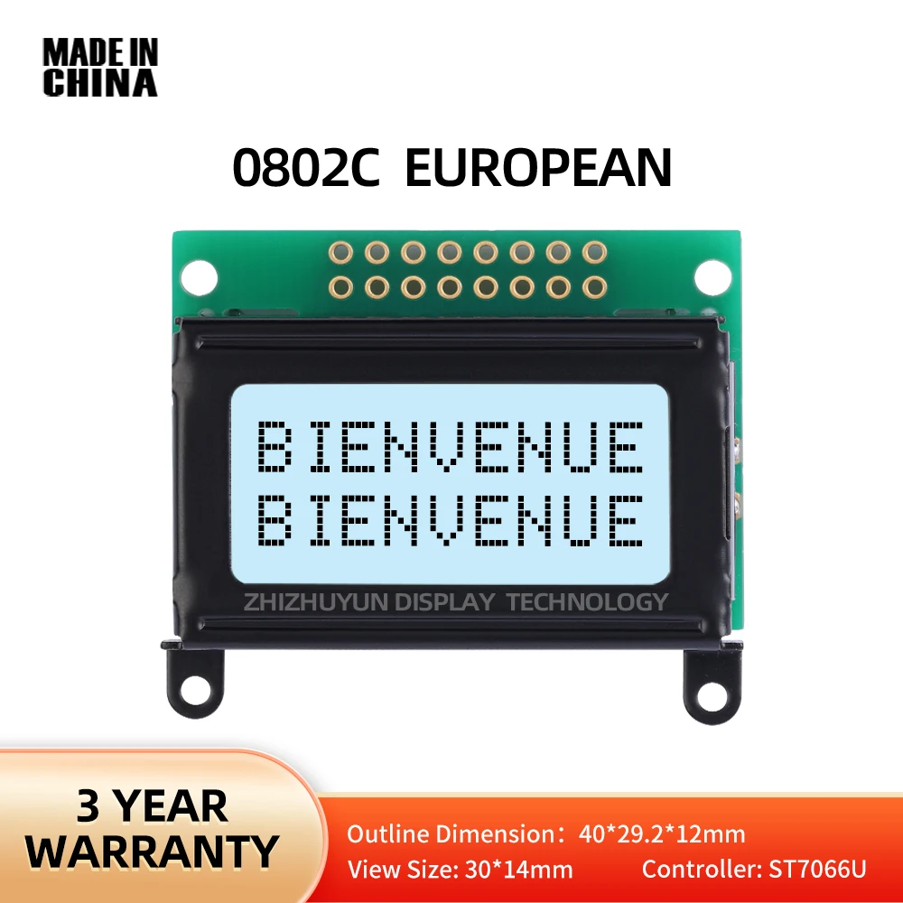 

Source Manufacturer 0802C European LCD Module Gray Film Black Text LCM With Backlight Built-In ST7066U Controller 40X29.2Mm