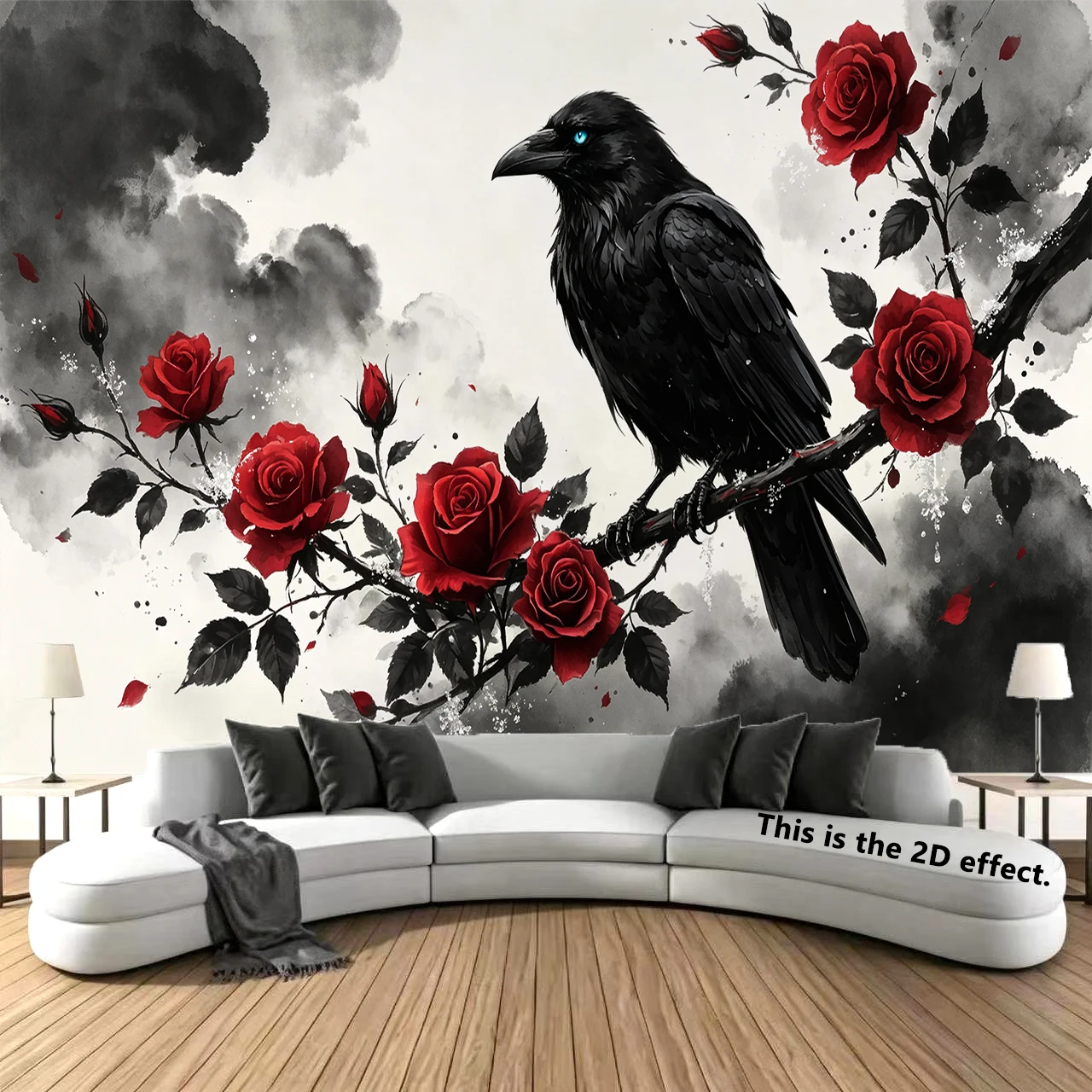 Gothic Crow Rose Background Cloth Hanging Cloth Bedroom Bedside Decorative Wall Cloth Dormitory Tapestry
