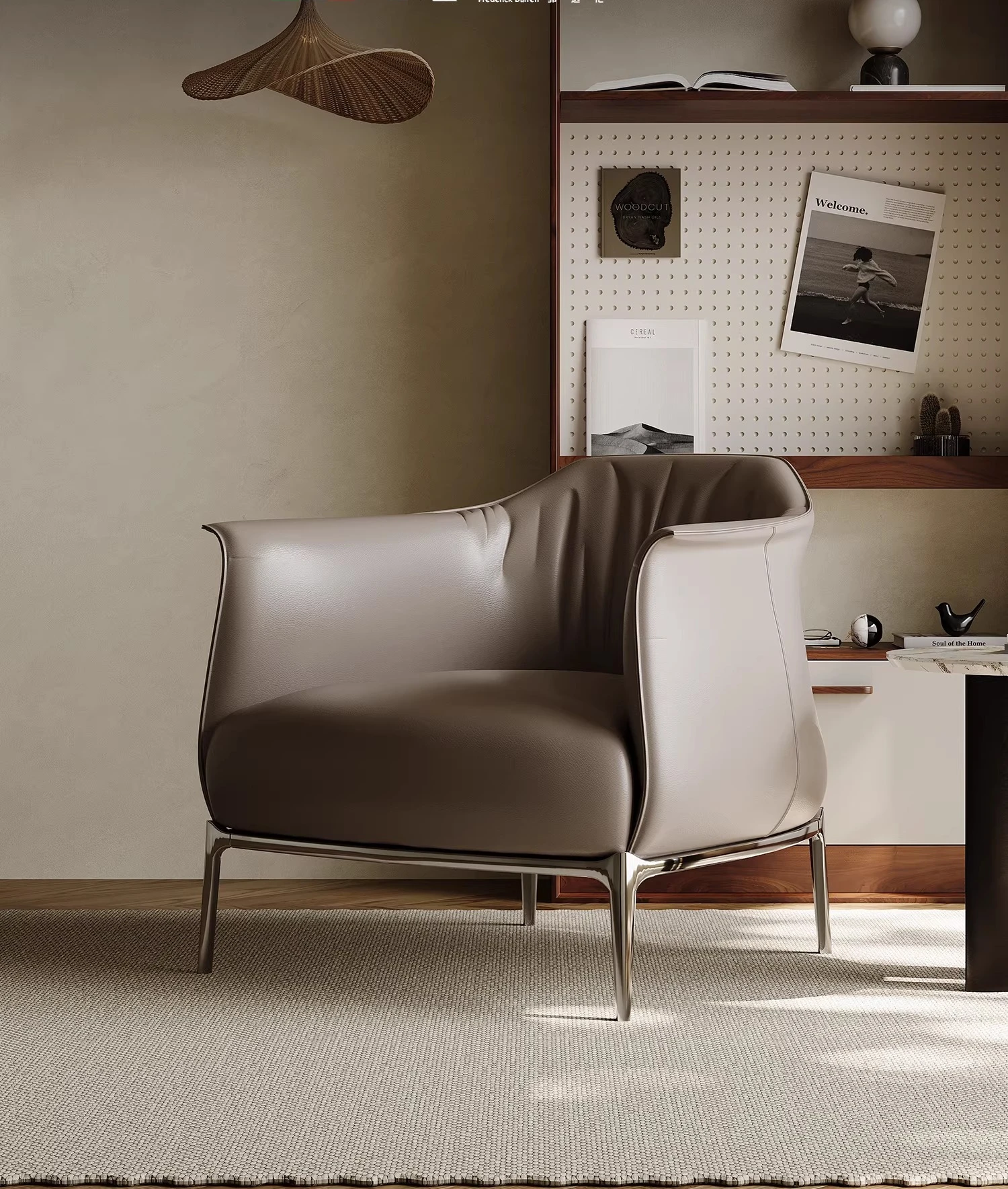 

Современный легкий роскошный одиночный диван-кресло, итальянский минималистичный одиночный стул, кожаный стул для гостиной, балкона, отдыха