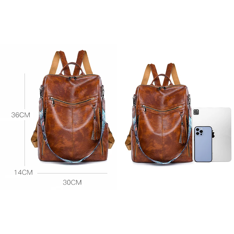 New High Quality Soft Leather Women's Backpack Large Capacity Female Anti Theft Backpack Famous Designer Girl's Shoulder Bag Sac