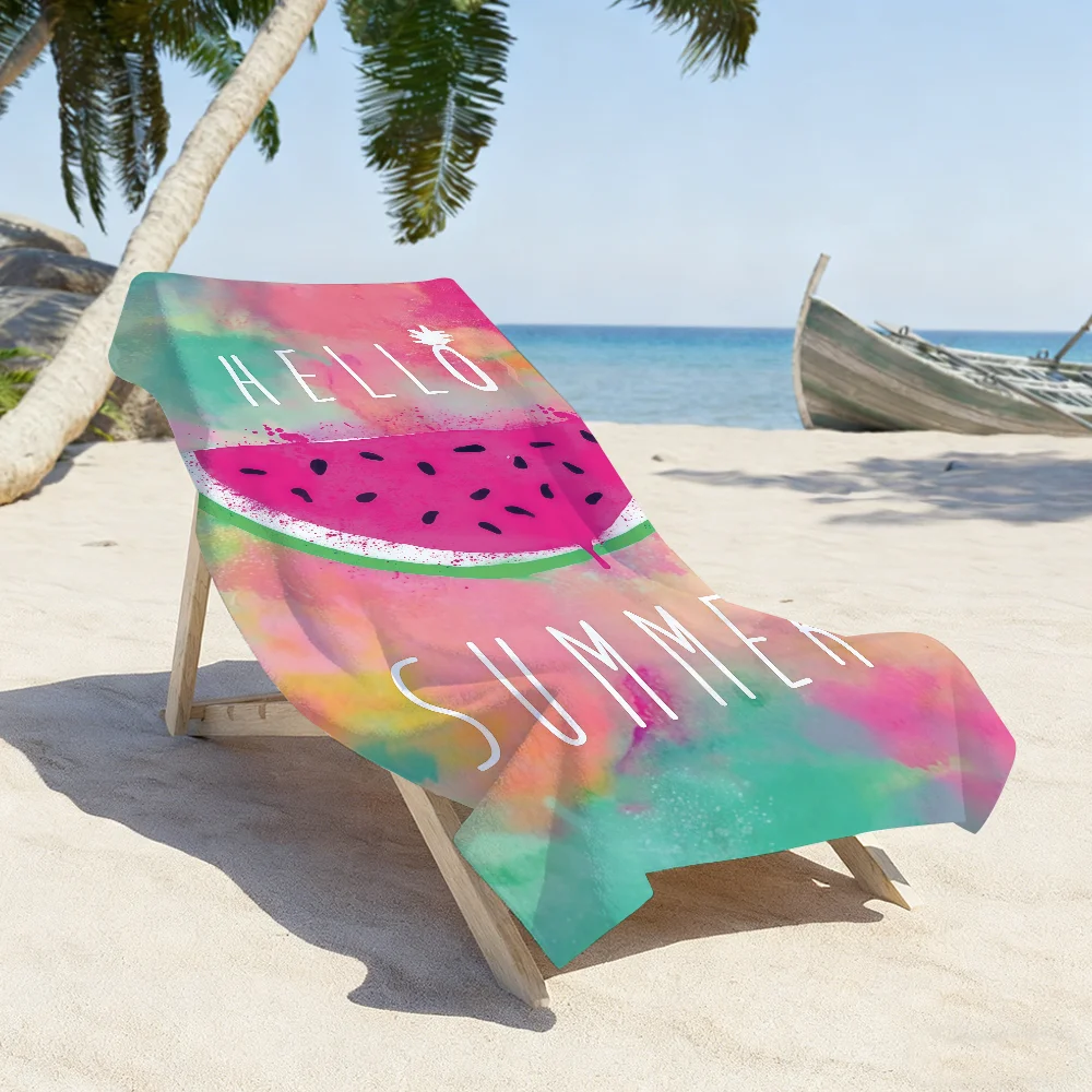 Art Watermelon Hello Summer Towel Sports Quick Dry Travel Camping Gear Sandproof Soft Light Large Beach Towel