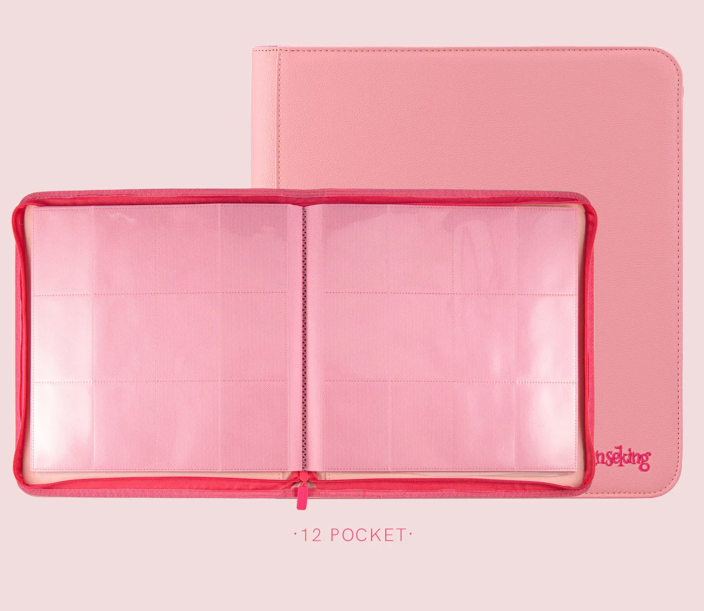 For PTCG Premium Zipper 4 9 12 Pocket PU Card Binder Aesthetic Pink White Album Trading Card Collection Fan Photo Storage Folder