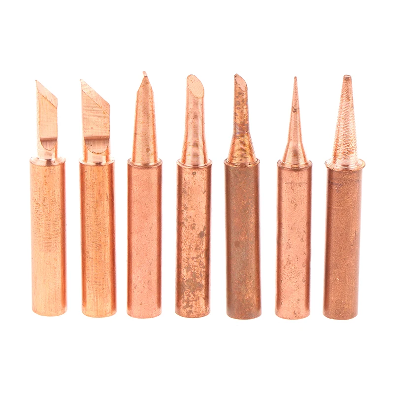 7pcs Copper T Soldering Iron Tip Set Electric Soldering Iron Lead-free Welding Tips Head BGA Soldering Tools Welding Tips