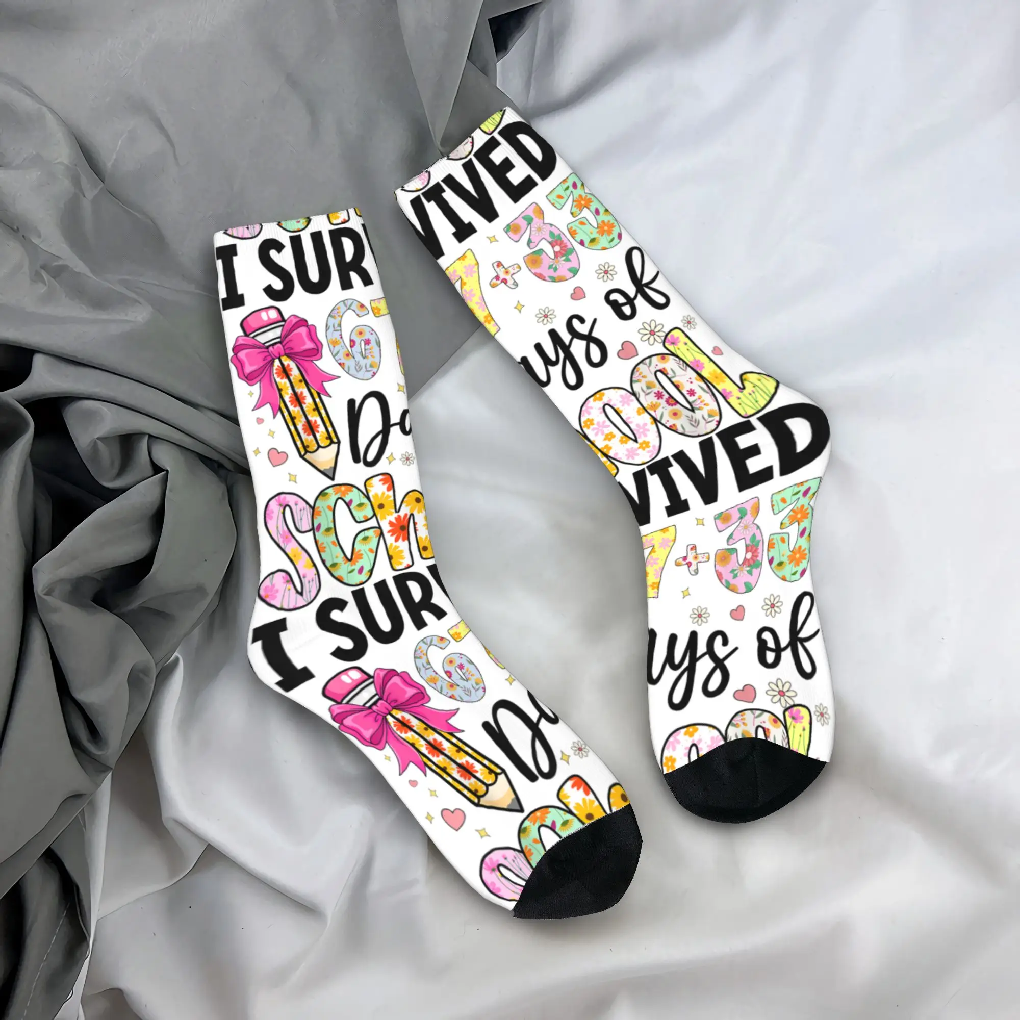 

Мужские носки «Я выжила в школе» (67+33 дня), модные зимние антибактериальные мягкие носки