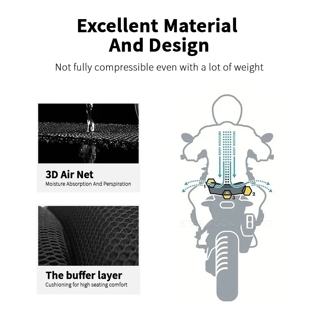 Motorcycle Anti-Slip 3D Mesh Fabric Seat Cover Breathable Waterproof Cushion For Benelli TRK 702 X TRK 702 TRK702 Adventure 2022 image 4