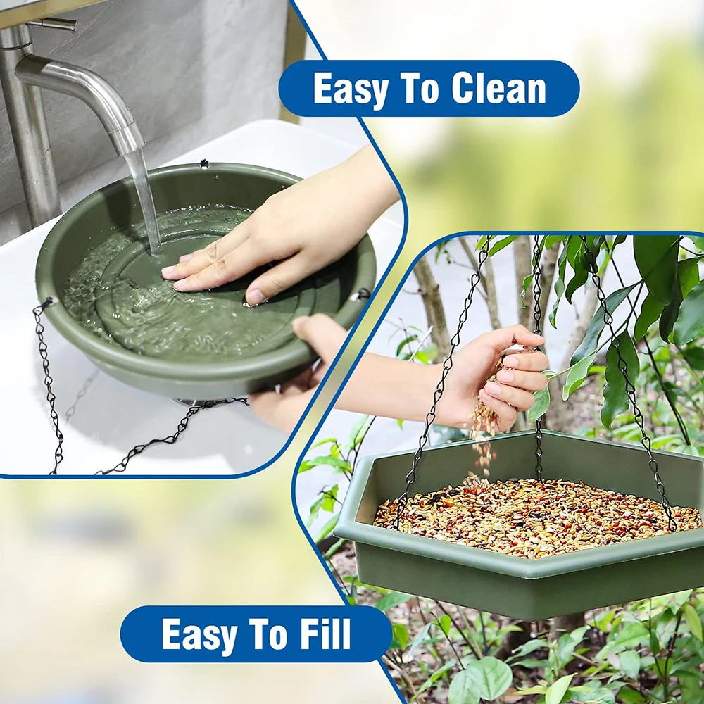 2 in 1 Hanging Bird Bath Bird Bath - Bird Feeder Hanging Bird Feeder & Bird Bath for Outside, Hanging Bird Baths for Outdoors