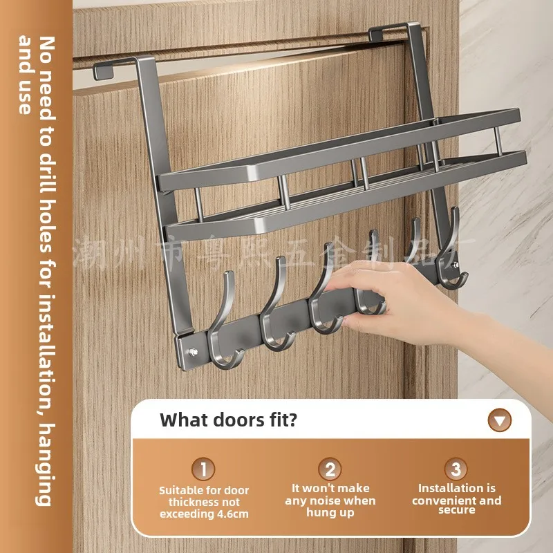 

Metal Door Behind Hook 5 Hooks Clothes Storage Bedroom Clothes Hanging Rack with Storage Holder Storage Hooks