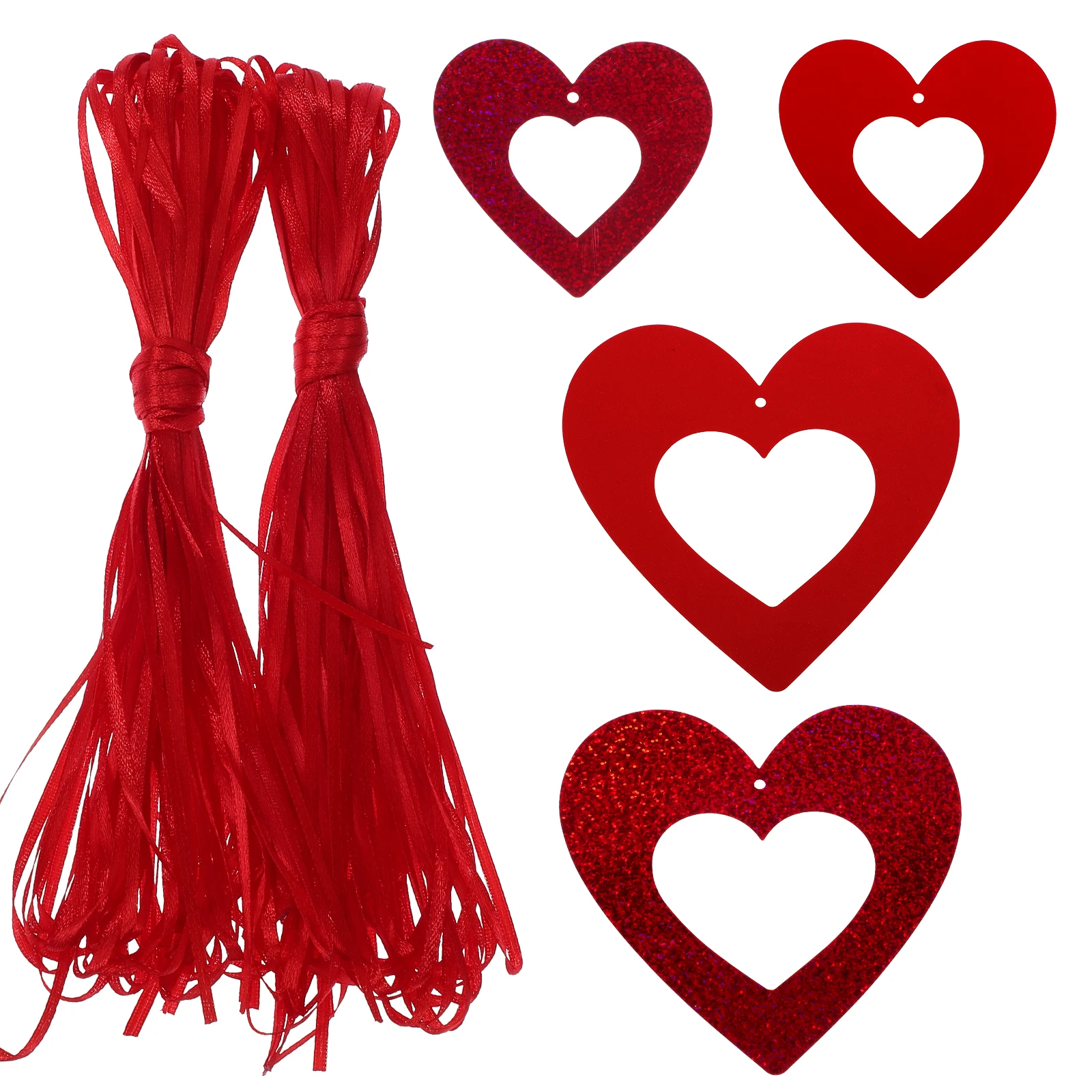 

40 pcs Heart Decorations Hanging Valentines Day Pendant Love Ornaments Party Pvc Streamer Office Valentine Room Decorations