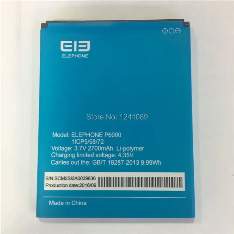 

Mobile phone battery Elephone P6000 battery 2700mAh High-quality Three mobile phone accessories Long standby time