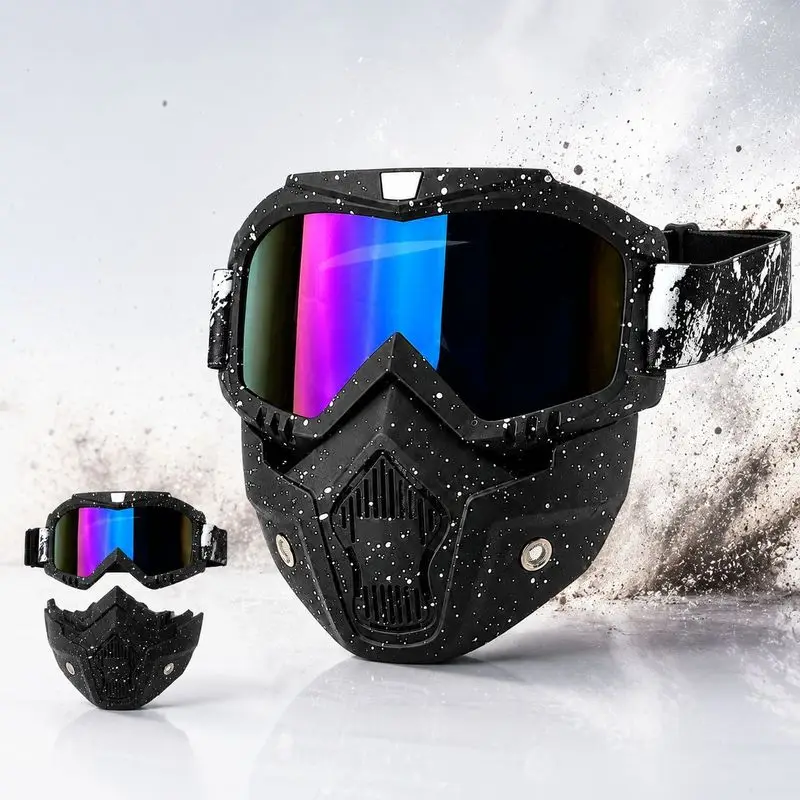 Motorcycle riding mask, helmet visor, detachable UV400 windproof and sandproof helmet face shield