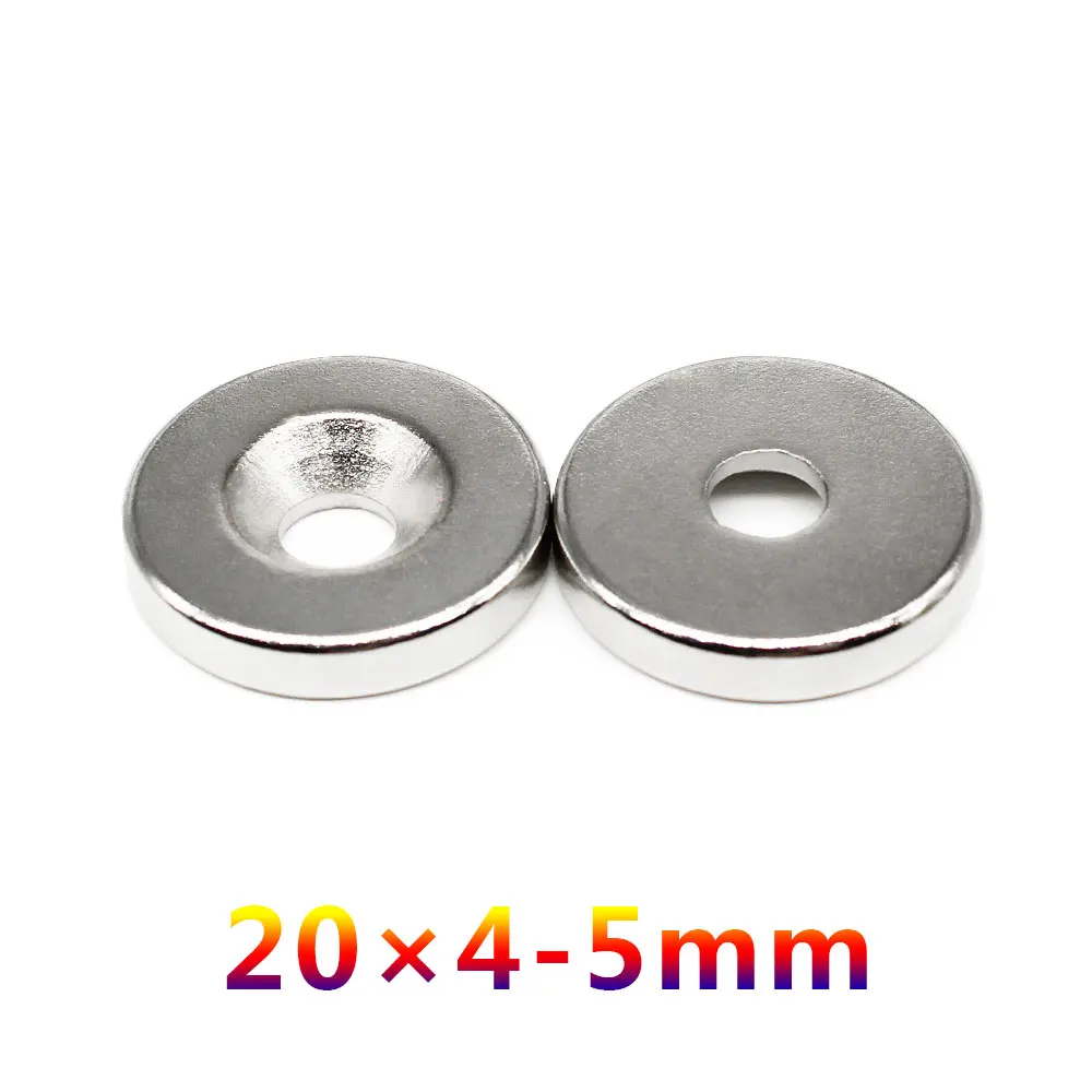 2/5/10/15/20/50PCS 20x4-5 Round Rare Earth Magnet 20*4 mm Hole 5mm Disc Countersunk Permanent Neodymium Magnet 20x4-5mm 20*4-5