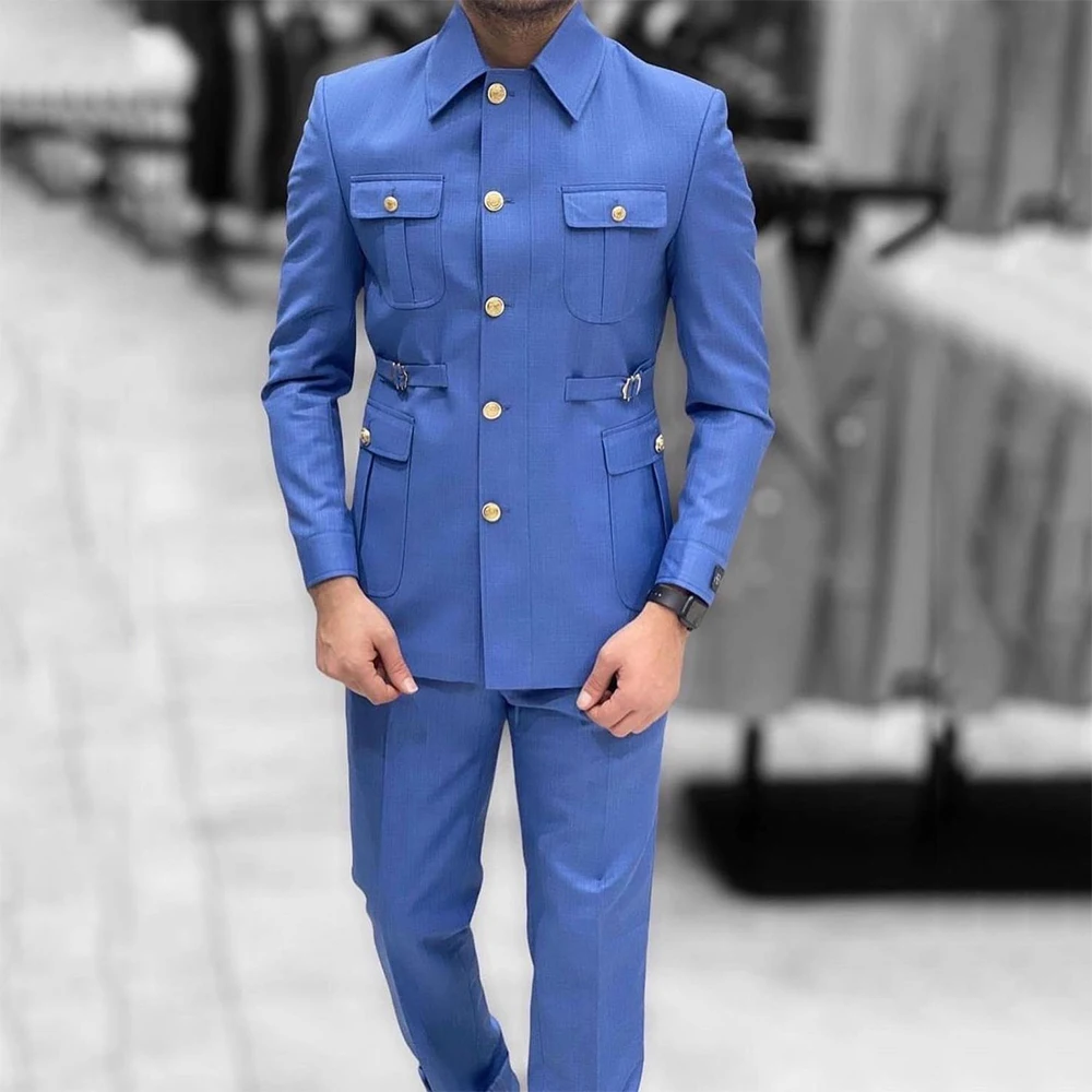 

Формальные мужские костюмы с лацканами-стойкой, полнобортные комплекты из 2 предметов, куртка и брюки, высокое качество, мужская одежда для торжественных случаев по индивидуальному заказу