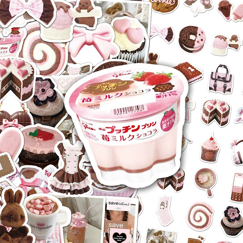 

10/30/50pcs INS Style Pink Brown Aesthetic Graffiti Stickers Cute Decoration Decals DIY Scrapbook Guitar Laptop Car Sticker Gift