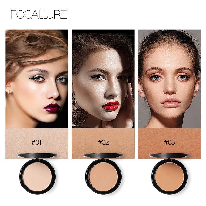 Focallure Mineral Face Pressed Powder 3 Colors Waterproof Natural Concealer Contouring Makeup Face Powder Oil Control