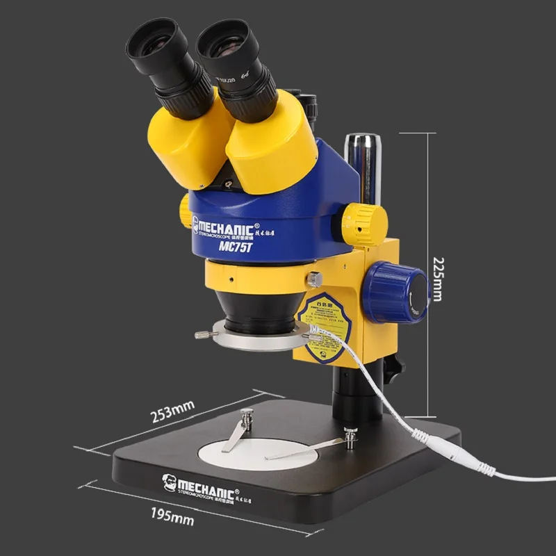 Meccanico MC75T-B1/B3 microscopio Stereo trinoculare industriale HD Electronic Magnified 7-45X piattaforma di osservazione con Zoom continuo