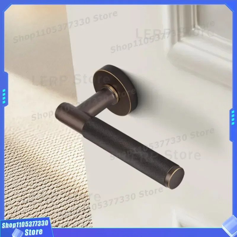 Antique Brass Bathroom Door Lock Keyless Privacy Handle Single Latch for Interior Aisle Toilet Hardware Non Locking Passage