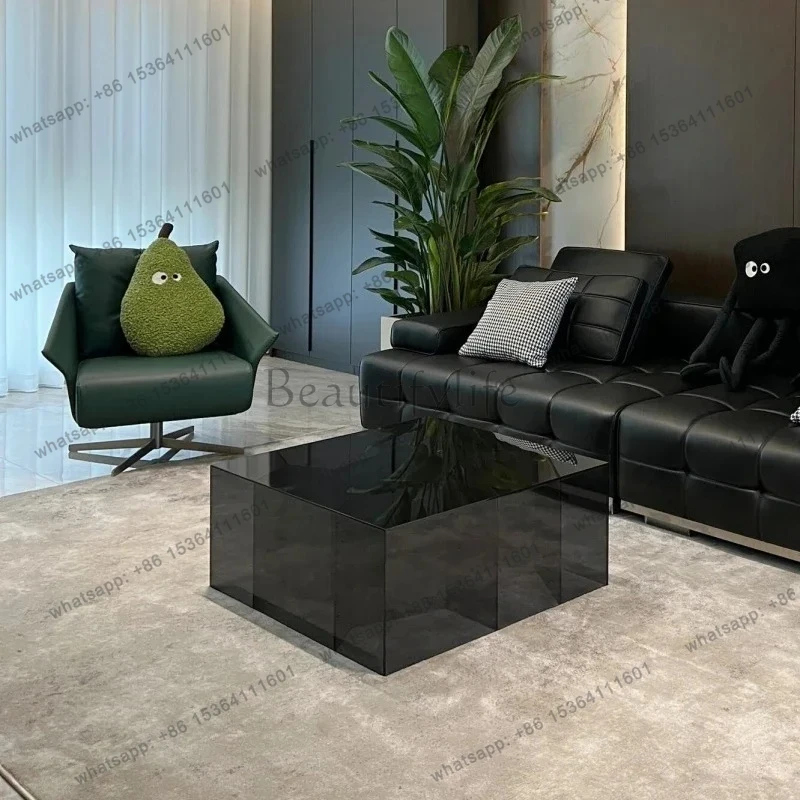 Glass Coffee Table Living Room Italian Minimalist Light Luxury High-end Edge Square Creative Corner Table