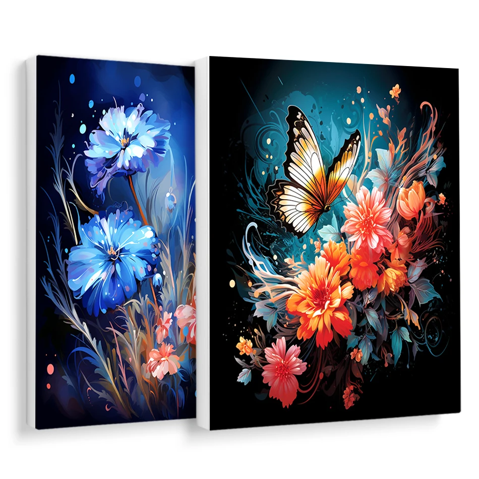 

RUOPOTY-Painting By Number Adults Butterfly Flowers Art Supplies Handiwork Canvas Wall Art Handpainted Color Markers Watercolor