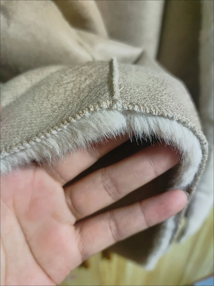 Manteau en fausse fourrure de vison Beige pour femmes, automne hiver, surdimensionné, élégant, Look de luxe, vêtements d'extérieur à la mode écologiques