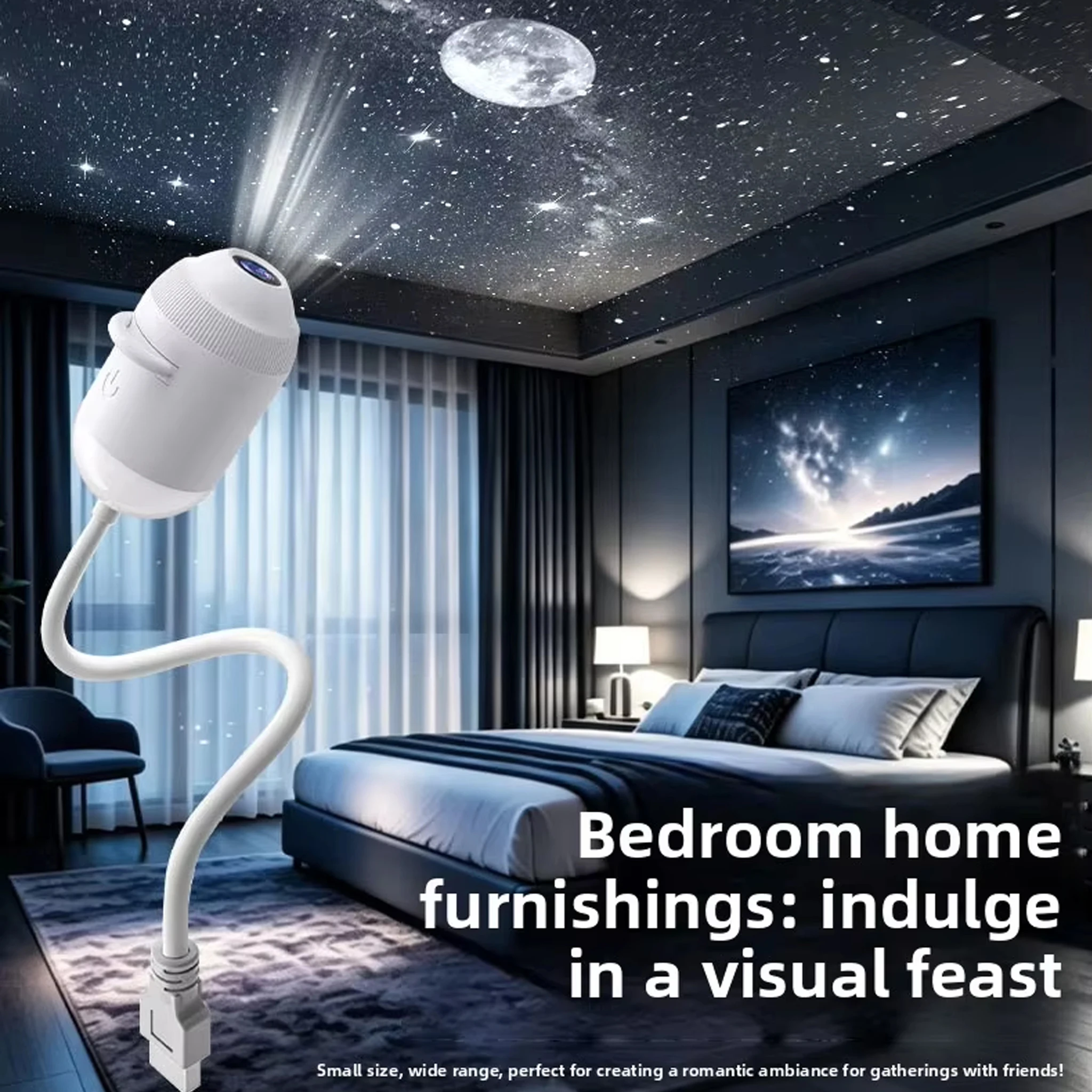 Novelty USB Starry Sky Projection Light for Car Interior, Home, Bedroom, Nightlight, Romantic Galaxy Atmosphere Light