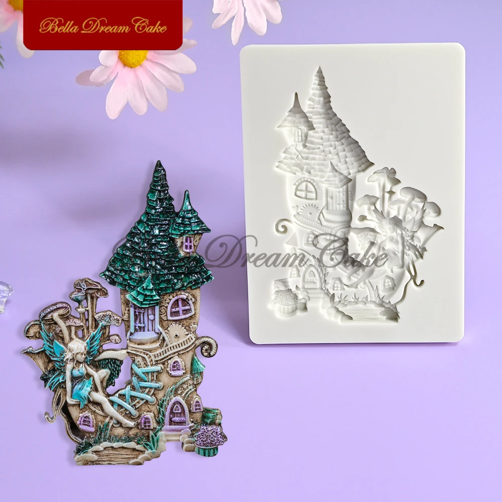 3D Angel Fairy House Embossed Silicone Mold Fondant Chocolate Mould DIY Home Decor Plaster Model Cake Decorating Tools Bakeware