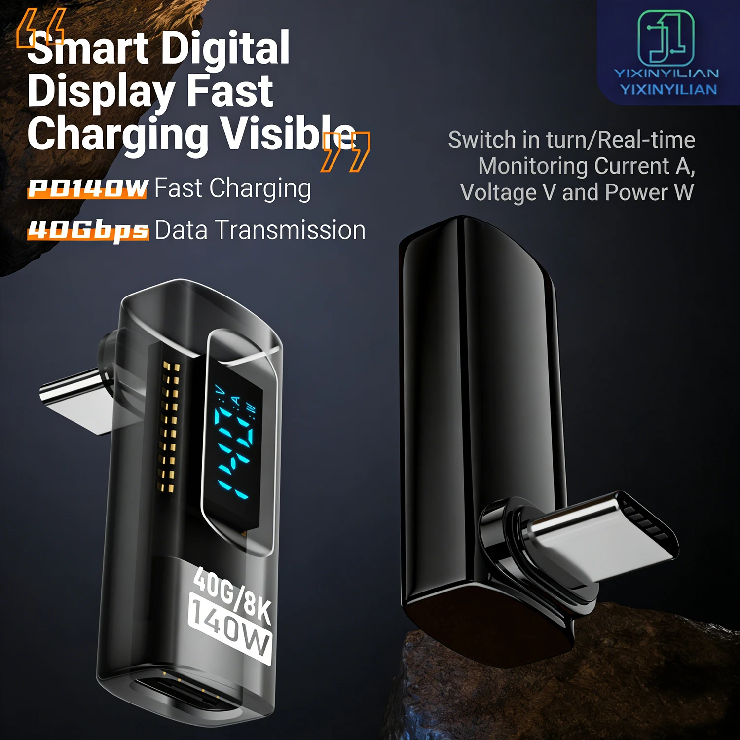 1pc USB Type-C to Type-C Adapter Digital Display 40Gbps 140W Fast Charging 8K@60Hz Video Bidirectional Transmission Converter image 4