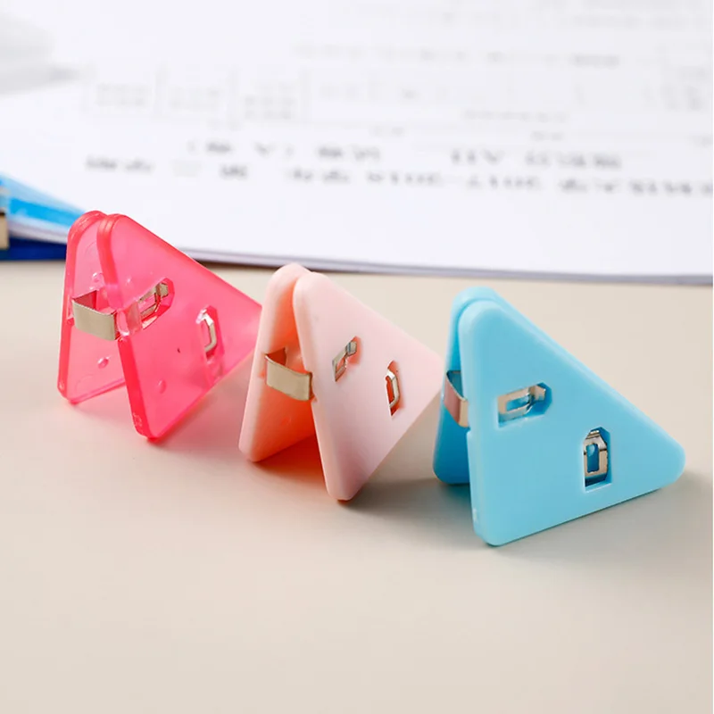 5Pcs Transparent Triangle Corner Clips Student Test Paper Acrylic Storage Clips Information Receipts Folder Office Stationery