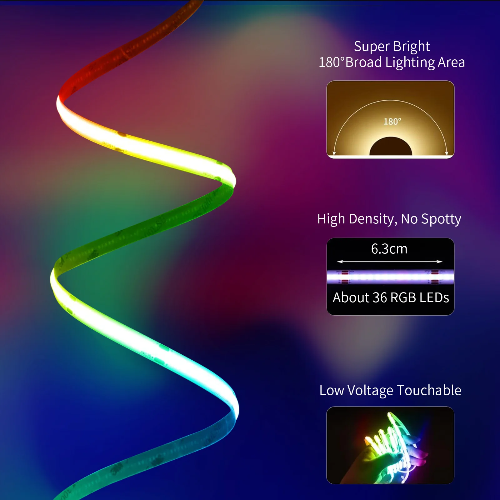 

24V COB LED Strip With Low-voltage Illusion RGB Self-adhesive LED Strip Outdoor Waterproof LED Light Strip
