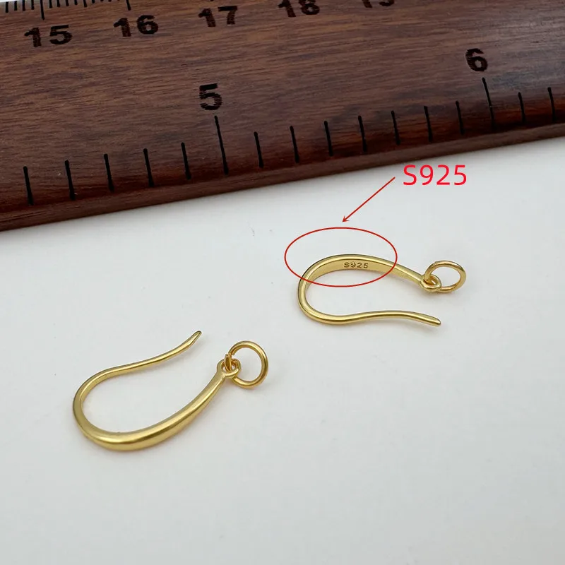 1 زوج الصلبة 925 فضة حلقات خطاف 18 كيلو الذهب اللون 9x14 مللي متر بسيط DIY بها بنفسك مجوهرات اكسسوارات صنع مكونات
