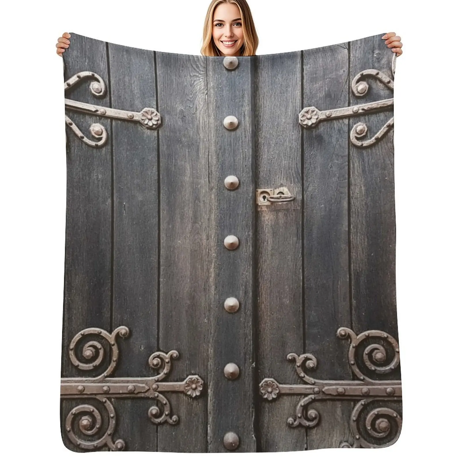 victorian steampunk antique renaissance castle old door Throw Blanket Nap Decorative Beds Flannels Beach Blankets
