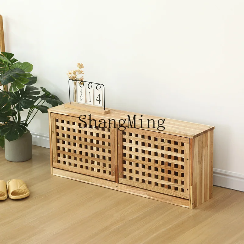 

FG solid wood tipping bucket shoe cabinet can sit in mesh storage shoe cabinet automatically opens and closes household locker