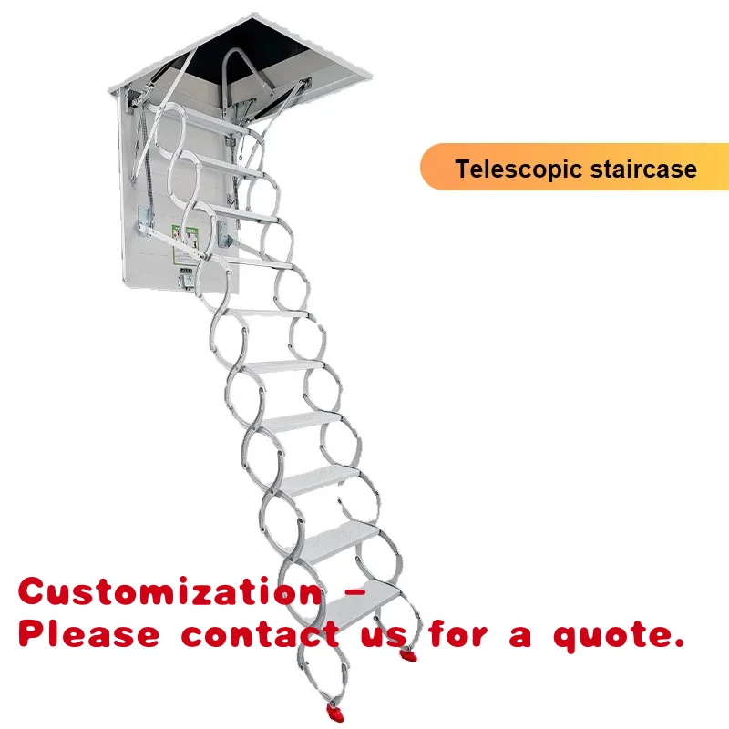 

Customize.Alloy Attic Ladder Modern Design Telescopic Roof Stairs Anodized Wall-Mounted Indoor Use in Villas Durabl