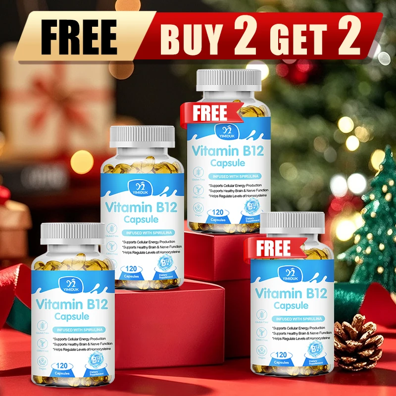 

Buy 2 Get 2 Free! Vitamin B12 Capsules, with Organic Spirulina, for Energy, Nerve Health, Boosts Metabolism & Immune Function