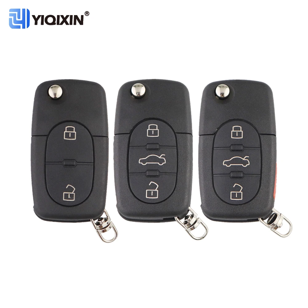 2/3/4 Button Key Case For Audi A3 A4 A6 A8 A2 TT RS4 Quattro B5 Remote Car Key Shell Fob Cover CR1620/CR2032 Uncut Blade No Logo